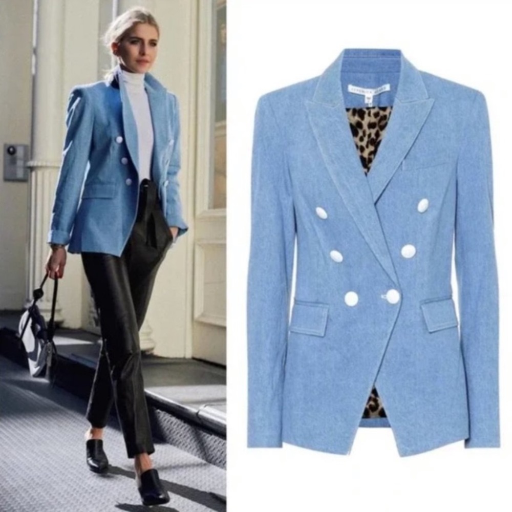 Veronica Beard Miller Dickey Denim Blazer Jacket 4